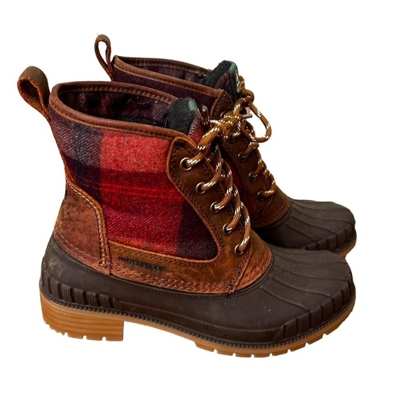 Kamik W SIENNA MID, Dark Brown Plaid Waterproof Winter Boots - Picture 6 of 12